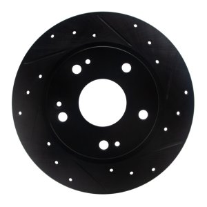 Honda Civic Hatchback Brake Rotor (1) - Rear Right - R1 Concepts - Drilled & Slotted - Black - `16-`25